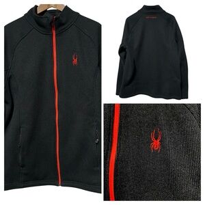 Spyder Men’s Black Zip-Up Sweater XL | Red Logo Accents | Sport Athleisure